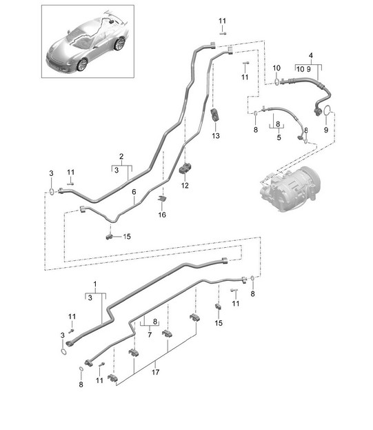 Refrigerant circuit / Underbody and Rear end (PR:573) 991 GT3 2018>>