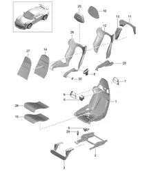 Bucket seat / Seat frame / Cover / Foam part (PR:373,374) 991 GT3 2014-21