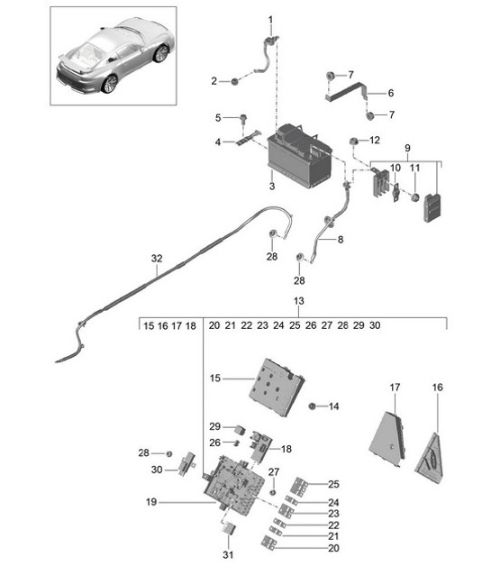 Diagram 902-006 Porsche Boxster 986/987/981 (1997-2016) Elektrische Ausrüstung