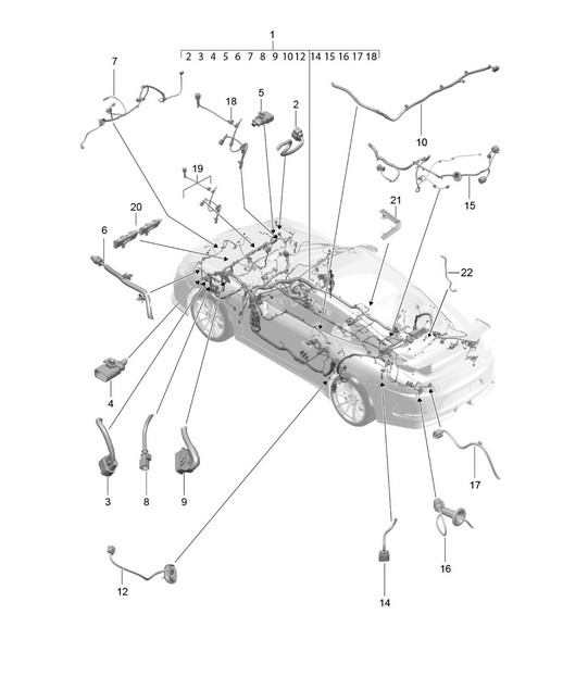 Wiring looms / Passenger compartment and part section wiring harness 991 R/GT3/RS 2014-2017