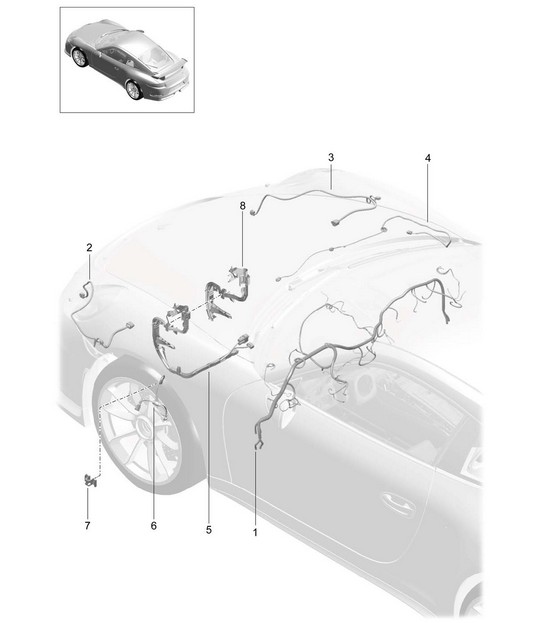 Wire set dashboard / Trim / Cover / Steering / Front axle 991 R/GT3/RS 2014-21