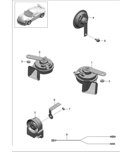 Diagram 903-000 Porsche 997 (911) MK2 2009-2012 Electrical equipment