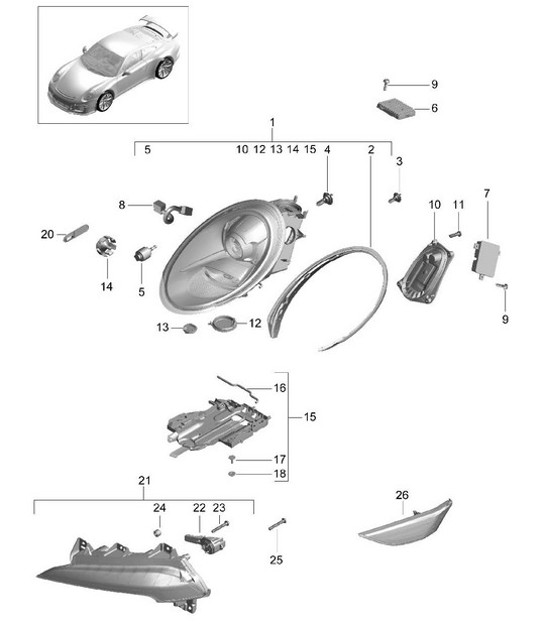 Diagram 905-000 Porsche Macan (95B) MK1 (2014-2018) Electrical equipment