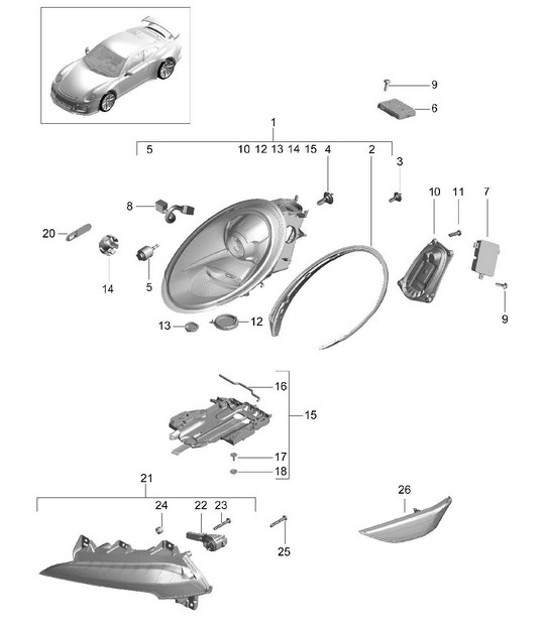 Diagram 905-001 Porsche Macan (95B) MK1 (2014-2018) Electrical equipment