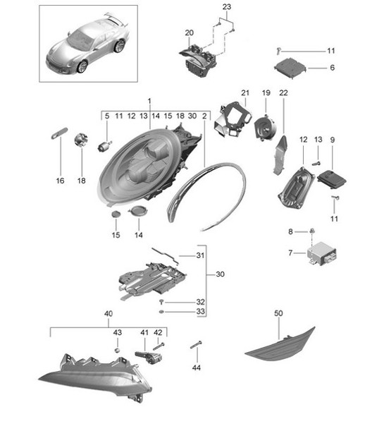 Diagram 905-003 Porsche Boxster 718 (982) 2017>> Electrical equipment