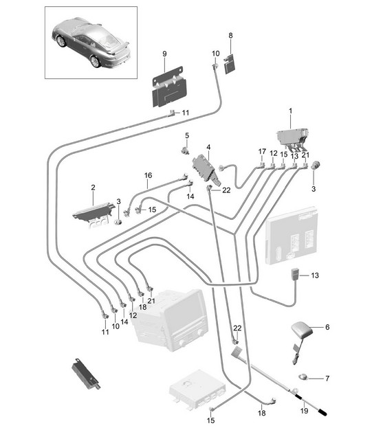 Aerial amplifier / Aerial / Connecting line 991 R/GT3/RS 2014-17
