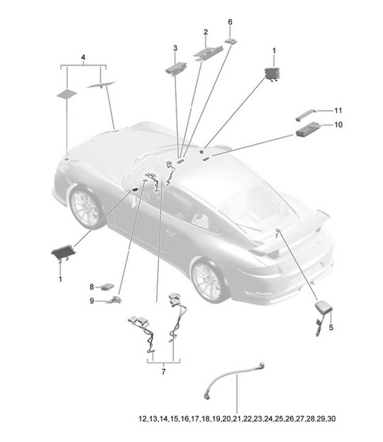 Diagram 911-004 Porsche 997 (911) MK1 2005-2008 Electrical equipment