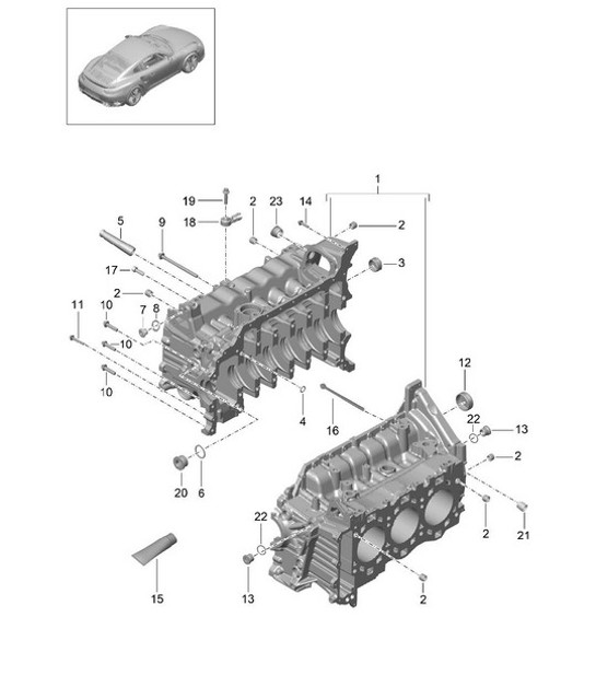 Diagram 101-005 Porsche 开曼 S / R 3.4L 987C MKII 2009-12 引擎
