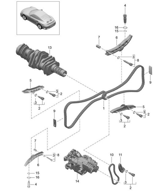 Diagram 103-015 Porsche 964 (911) TURBO 3.3L 1991-93 Engine