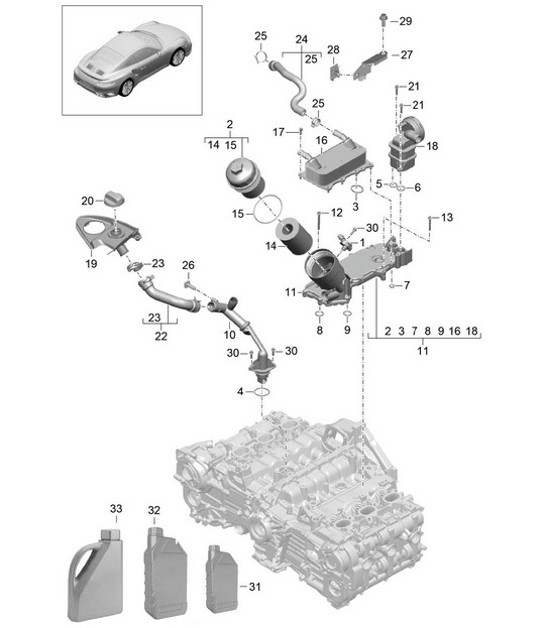 Diagram 104-015 Porsche 开曼 S 3.4L 981 2013-16 引擎
