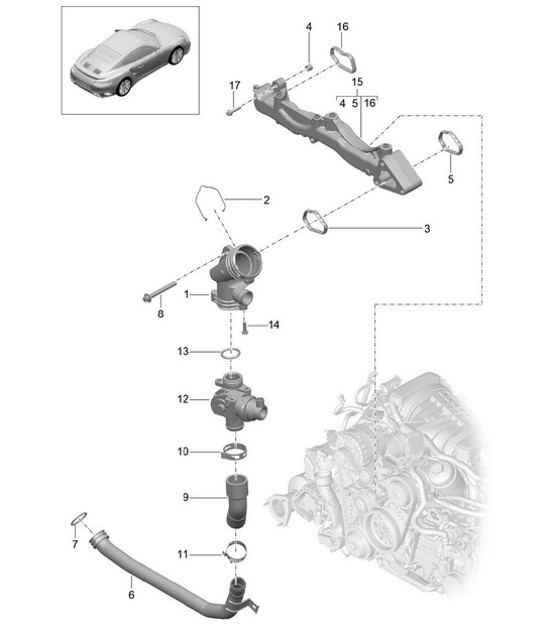 Diagram 105-003 Porsche Cayenne S V6 3.0L Hybrid 380PS Motor