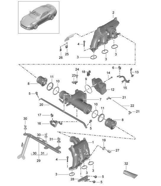 Diagram 107-010 Porsche Boxster GTS 718 4.0L Manual (400 Bhp) Engine