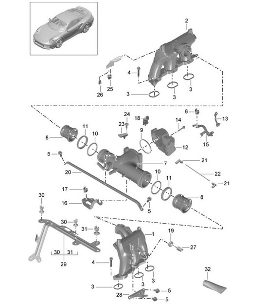 Diagram 107-010 Porsche Macan (95B) MK1 (2014-2018) Engine