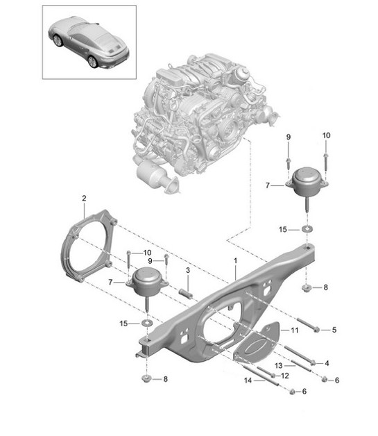 Diagram 109-000 Porsche Boxster S 981 3.4L 2012-16 引擎