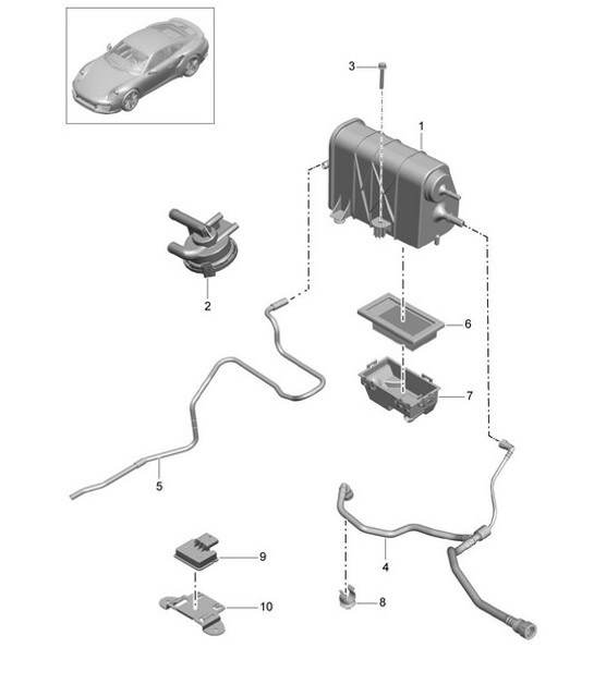 Diagram 201-020 Porsche 991 (911) MK2 2016-2019 Fuel System, Exhaust System