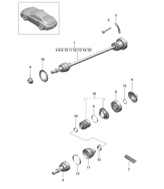 Diagram 401-010 Porsche Macan (95B) MK1 (2014-2018) Front Axle, Steering 