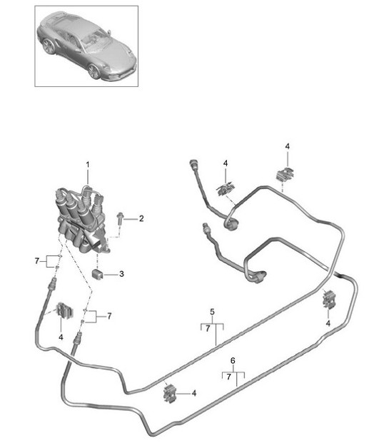 Diagram 402-020 Porsche Macan (95B) MK1 (2014-2018) Vorderachse, Lenkung 