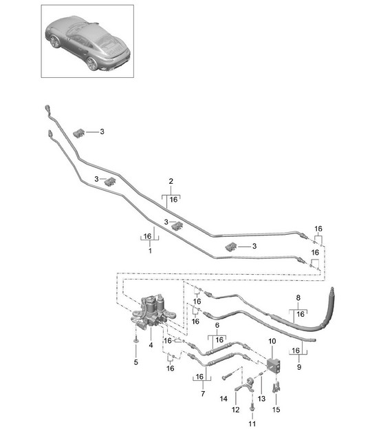 Lines / Underbody / PDCC - Center, PR:352 - 991 Turbo >>2016