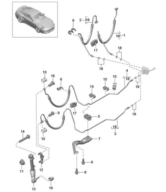 Diagram 402-052 Porsche 911 & 912 (1965-1989) Front Axle, Steering 