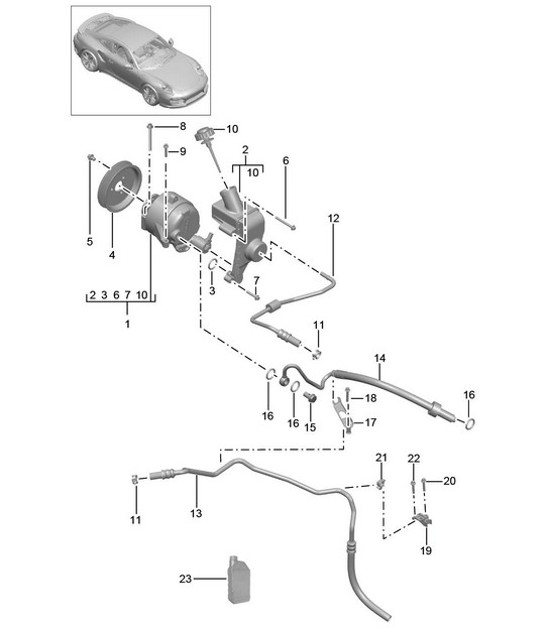 Diagram 402-062 Porsche Macan (95B) MK1 (2014-2018) Front Axle, Steering 
