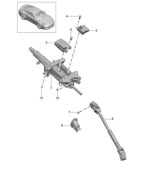 Diagram 403-008 Porsche 996 GT2 2001-05 Front Axle, Steering 