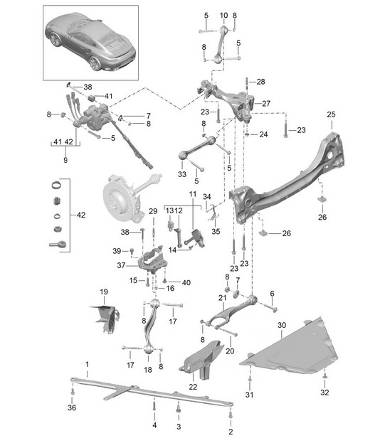 Rear axle / Side part / Carrier / Guide 991 Turbo >>2016