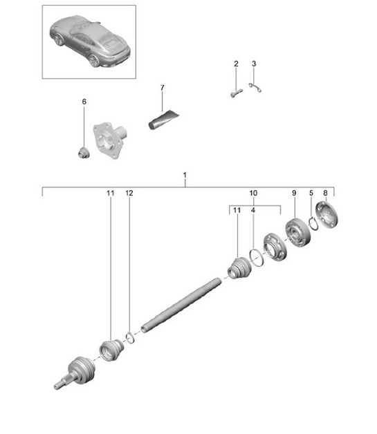 Diagram 501-005 Porsche Cayman 987C / 981C (2005-2016) Rear Axle