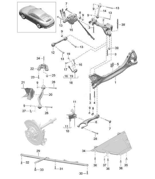 Rear axle / Side part / Carrier / Guide 991 Turbo 2017>>