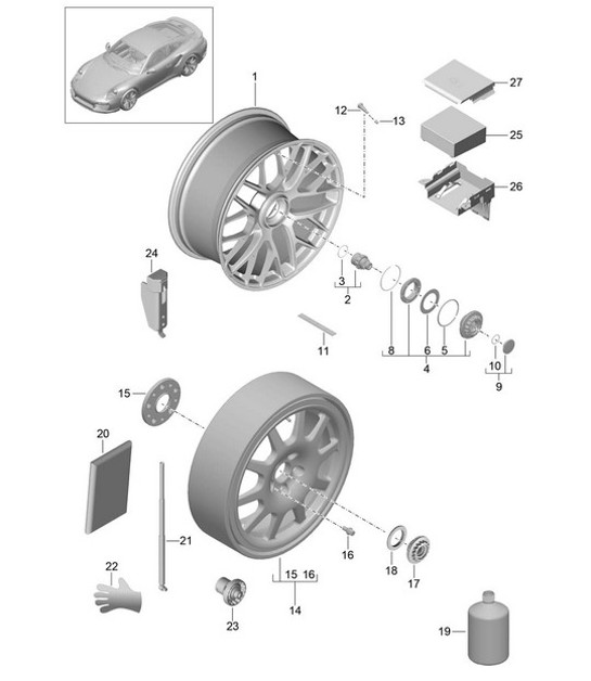 Diagram 601-001 Porsche Macan (95B) MK1 (2014-2018) Wheels, Brakes