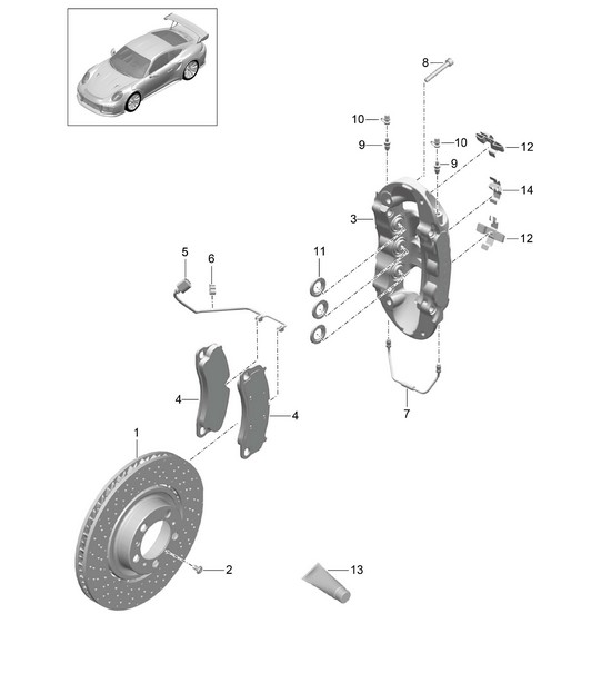 Disc brake / Front axle / PCCB - PR:D97 - 991 GT2 RS 2014-20