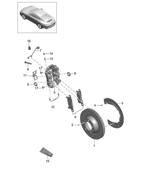Diagram 603-000 Porsche 997 (911) MK1 2005-2008 Wheels, Brakes
