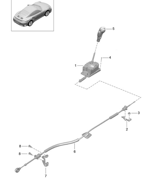 Selector lever - PDK, PR:250 - 991 Turbo 2017>>
