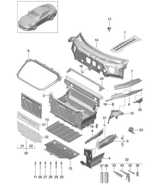 Diagram 801-010 Porsche Macan (95B) MK1 (2014-2018) Body
