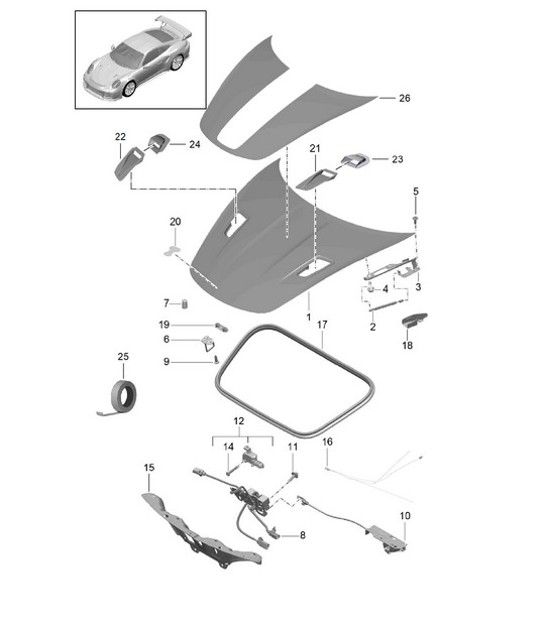 Diagram 803-001 Porsche 958 Cayenne V6 3.6L Petrol (300Hp) 2010-17 Body