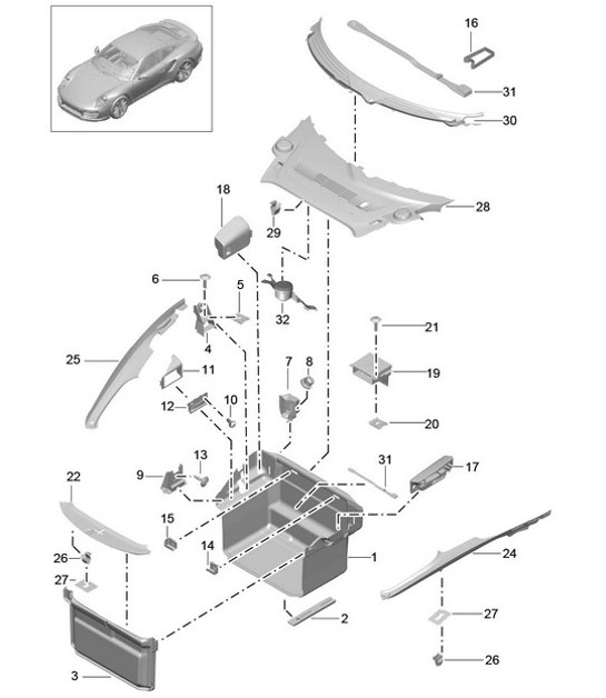 Diagram 807-000 Porsche 997 (911) MK1 2005-2008 Body