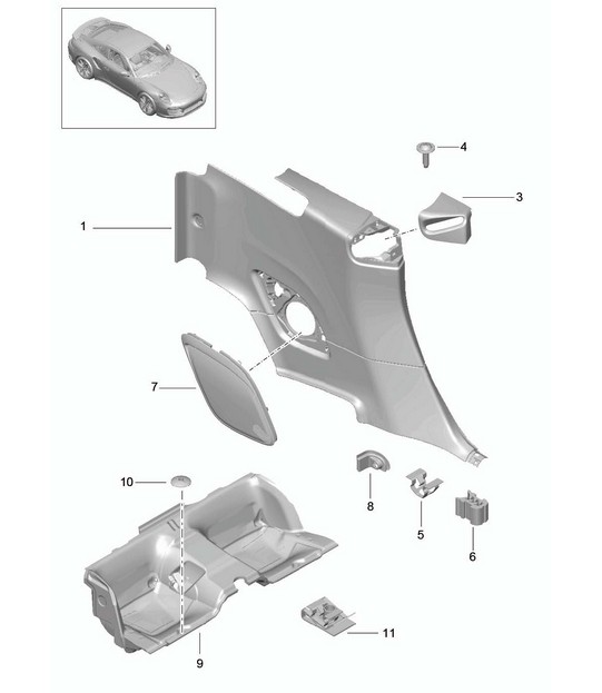 Side panel trim / Seat well - CABRIO - 991Turbo >>2016