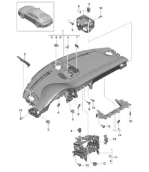 Instrument panel trim / Upper part with: Fasteners 991 Turbo >> 2016