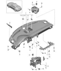Instrument panel trim / Upper part with: Fasteners 991 Turbo 2017>>