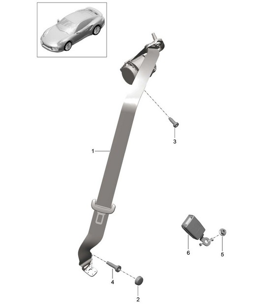 Three-point safety belt - Rear - 991 Turbo 2015>>