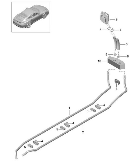 Heater / Feed and return line 991 Turbo /GT2 RS 201420 Porsche Parts Diagrams Design 911