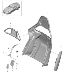 Backrest shell / Bucket seat / Accessories - Collapsible - 991 Turbo / GT2 RS 2017>>
