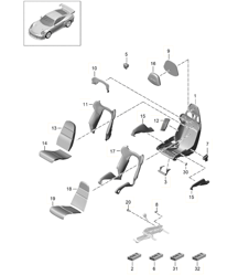 Bucket seat / Seat frame / Cover / Foam part 991 Turbo 2014-20