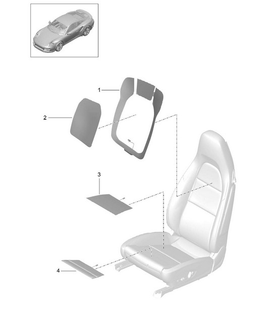 Heating element / Backrest side bolster / Centre part / Seat surface 991 Turbo >>2016