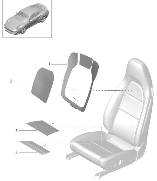 Heating element / Backrest side bolster / Centre part / Seat surface 991 Turbo / GT2 RS  2017>>