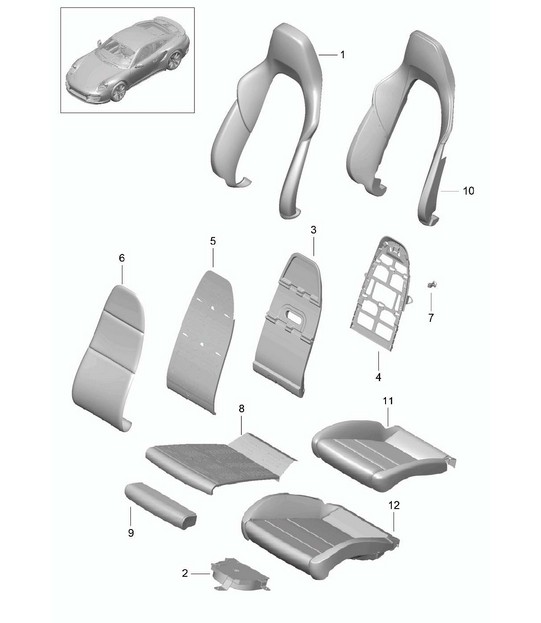 Foam part seat covers 991 Turbo >>2016