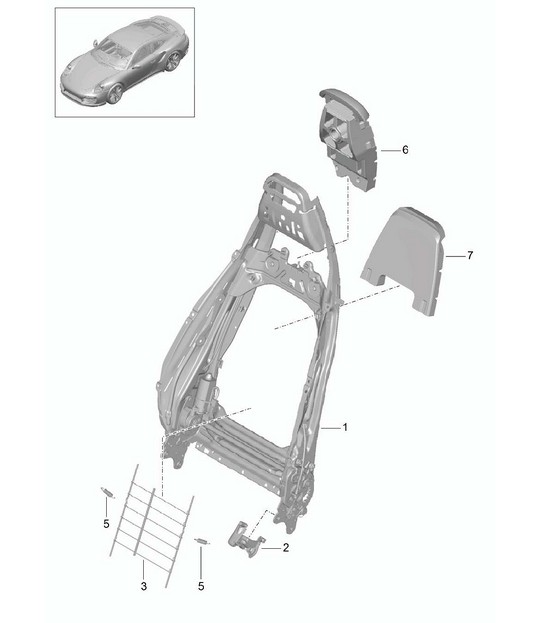 Backrest frame / Sports seat Plus / Accessories 991 Turbo >>2016