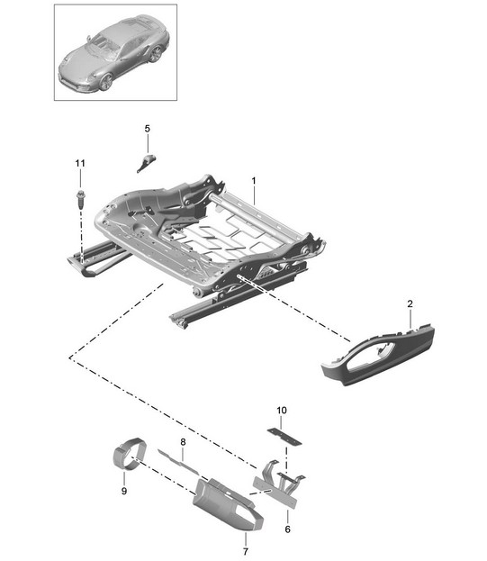 Seat frame / Sports seat Plus / Accessories / Trim for switch 991 Turbo >>2016