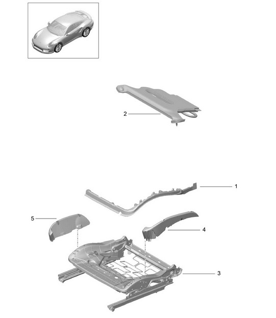 Cushion carrier / Frame / Seat surface / Sports seat Plus 991 Turbo >>2016