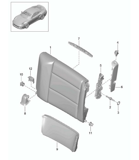 Emergency seat backrest / Accessories - COUPE - 991 Turbo >>2016