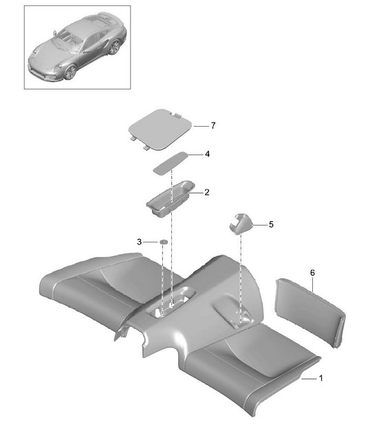Back seat cushion / Mount - CABRIO - 991 Turbo 2014-20